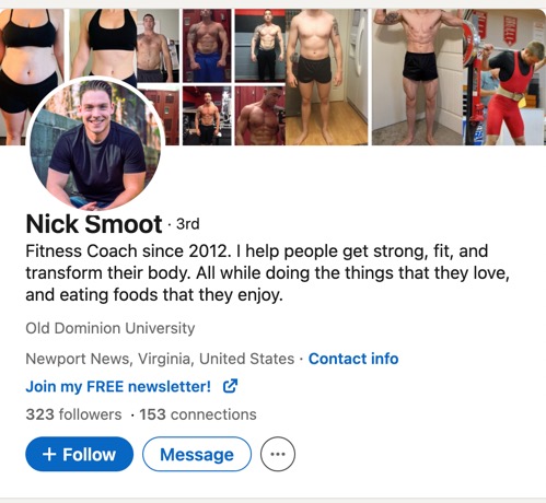 LinkedIn Fitness Marketing - Personal Trainer LinkedIn Profile
