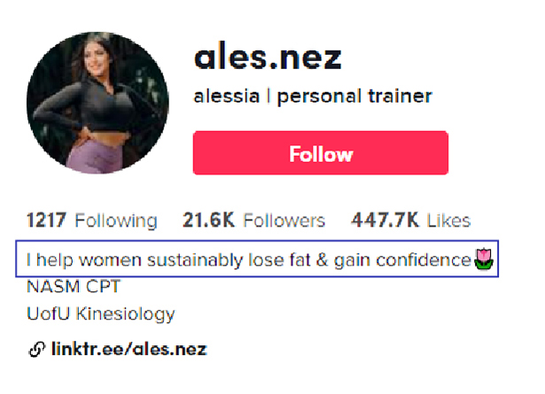 Fitness TikTok Bio Example 1