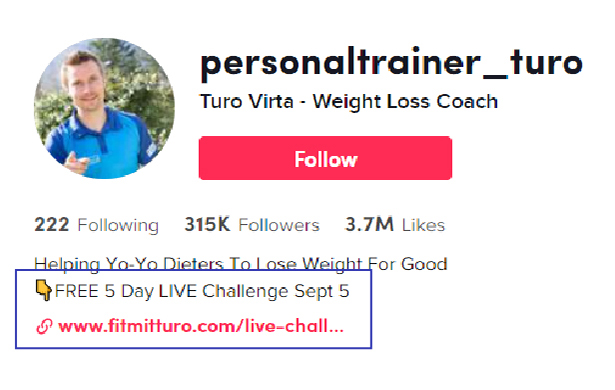 Fitness TikTok Bio Example 3