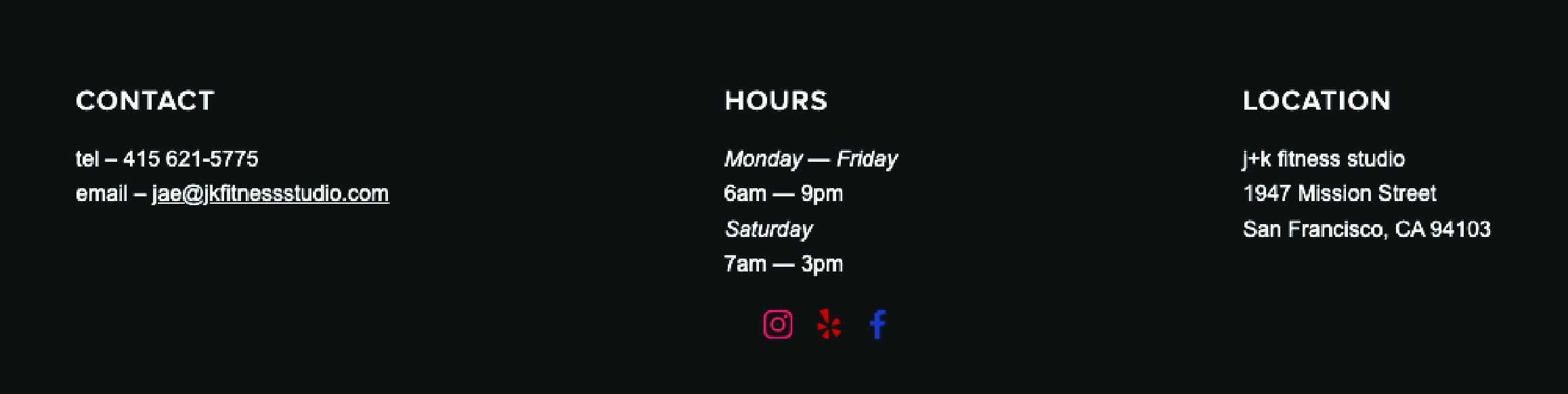 Fitness Website Footer