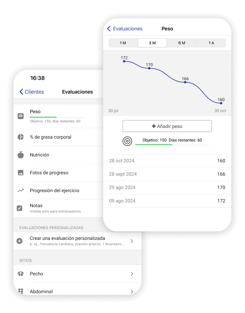 App para entrenador personal: seguimiento de evaluaciones